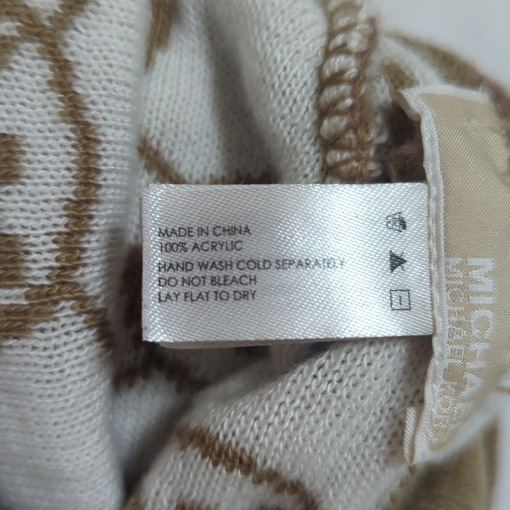 Michael Kors Logo Knit Beanie Hat, Color Camel Cream Size O/S - Picture 12 of 12